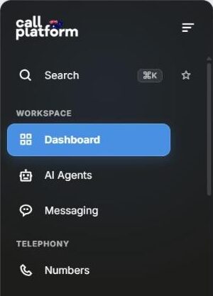 Telcode Call Platform portal navigation